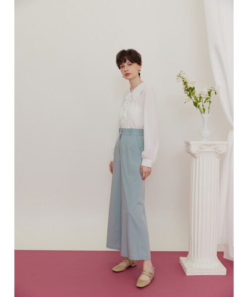 Marjorie（マージョリー）の「法式魅力，雙珍珠釦簡約直筒西裝褲（パンツ・レディース・淺藍・XS/S/M）」の5枚目の写真