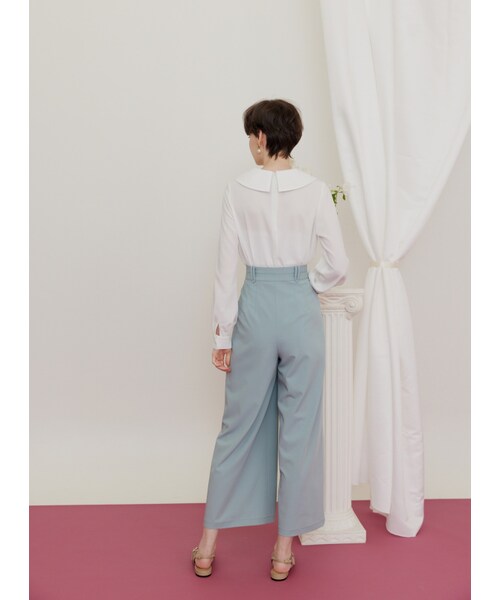 Marjorie（マージョリー）の「法式魅力，雙珍珠釦簡約直筒西裝褲（パンツ・レディース・淺藍・XS/S/M）」の6枚目の写真
