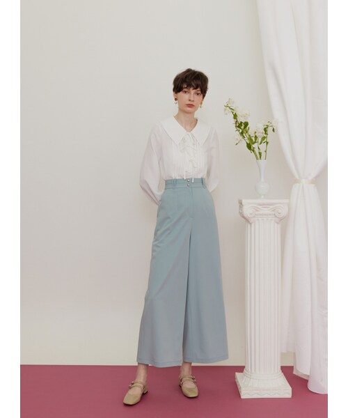 Marjorie（マージョリー）の「法式魅力，雙珍珠釦簡約直筒西裝褲（パンツ・レディース・淺藍・XS/S/M）」の4枚目の写真