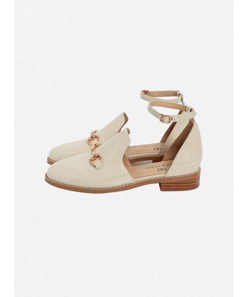 Marjorie（マージョリー）の「魔幻時刻，真皮金屬釦飾環帶平底鞋（シューズ・レディース・杏/黑・230/235/240/245/250）」の9枚目の写真