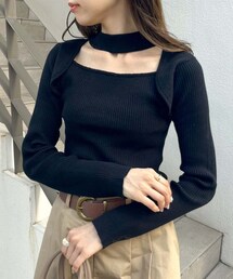 OLIVE des OLIVE | チョーカーネックダブルフロントプルオーバ(カーディガン/ボレロ)