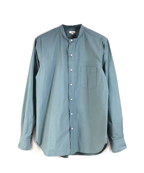Scye（サイ）の「Peru Cotton Poplin Grandad Collar Shirt（シャツ/ブラウス・メンズ・SAX/NVY・36/38/40）」の2枚目の写真