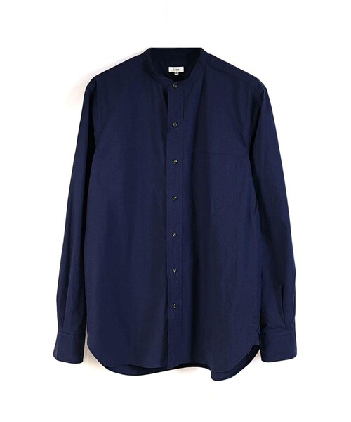 Scye（サイ）の「Peru Cotton Poplin Grandad Collar Shirt（シャツ/ブラウス・メンズ・SAX/NVY・36/38/40）」の3枚目の写真