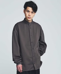 トップス THE RERACS 22SS BANDCOLLAR POLO SHIRT THE RERACS(ザ・リラクス)｜【MEN】バンドカラーポロシャツ/ブラック