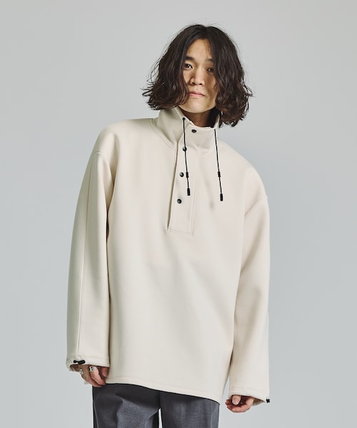 08sircus(ゼロエイトサーカス)の「Air stretch jersey drawstring pullover(Tシャツ/カットソー・メンズ・ECRU/BLK・4/5)」の2枚目の写真