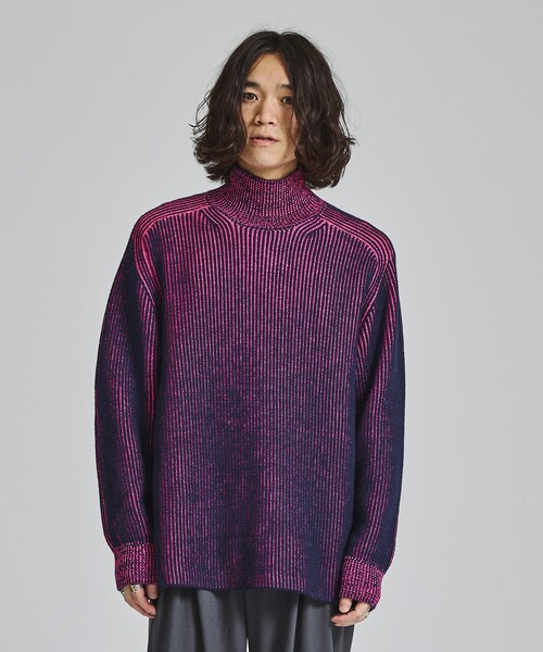 FUMITO GANRYU(フミトガンリュウ)の「Ambient ribbed knit(ニット/セーター・メンズ・GRY/PNK・1/2/3)」の2枚目の写真