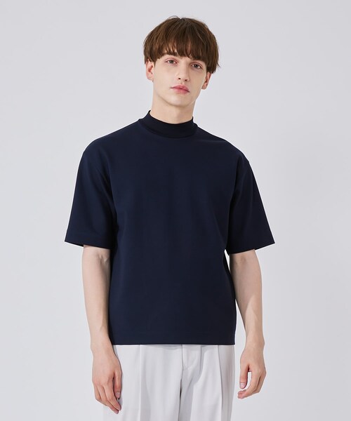 UNITED TOKYO（ユナイテッドトウキョウ）の「HIGH-STRETCH  リブネックT（Tシャツ/カットソー・メンズ・WHT/D.GRN/OLV/NVY・1/2/3）」の3枚目の写真