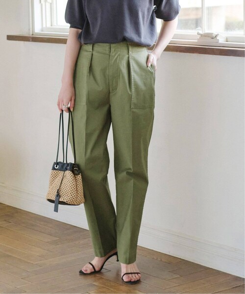 Spick &Span ⭐︎ バックサテンイージーカーゴパンツ　カーキ Spick&Span| 【一斉発売】バックサテンイージーカーゴパンツ