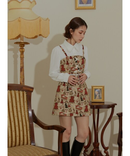 Marjorie（マージョリー）の「情感甦醒，復古緹花修身A字短裙（スカート・レディース・印花卡・XS/S/M）」の5枚目の写真