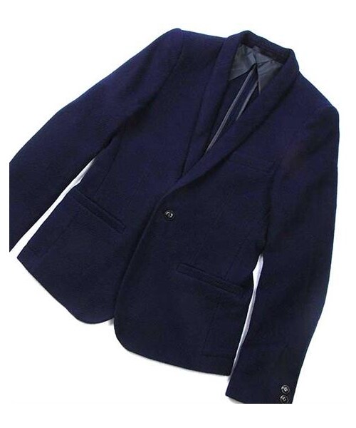 plain-me（プレインミー）の「軟呢織紋圍巾領單釦西裝外套（その他・メンズ・深灰/深藍・S/M/L）」の8枚目の写真