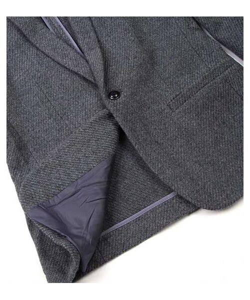 plain-me（プレインミー）の「軟呢織紋圍巾領單釦西裝外套（その他・メンズ・深灰/深藍・S/M/L）」の4枚目の写真