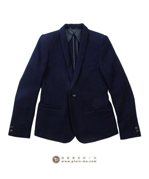 plain-me（プレインミー）の「軟呢織紋圍巾領單釦西裝外套（その他・メンズ・深灰/深藍・S/M/L）」の6枚目の写真