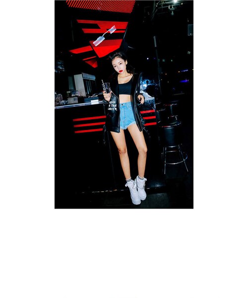 STYLENANDA（スタイルナンダ）の「ロゴ入りネオプレンオーバーサイズライダースジャケット（ジャケット/アウター・レディース・ブラック・フリーサイズ）」の16枚目の写真