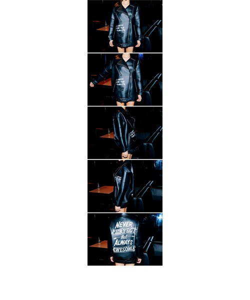 STYLENANDA（スタイルナンダ）の「ロゴ入りネオプレンオーバーサイズライダースジャケット（ジャケット/アウター・レディース・ブラック・フリーサイズ）」の17枚目の写真