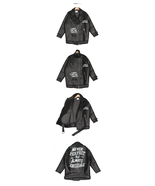 STYLENANDA（スタイルナンダ）の「ロゴ入りネオプレンオーバーサイズライダースジャケット（ジャケット/アウター・レディース・ブラック・フリーサイズ）」の18枚目の写真