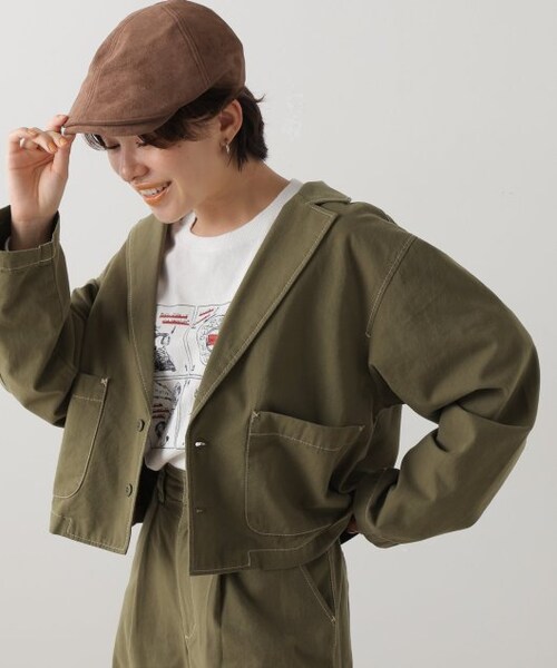 DOUBLE NAME（ダブルネーム）の「2つボタンショート丈ジャケット（ジャケット/アウター・レディース・クロ/カーキ/テラコッタ・FREE）」の2枚目の写真