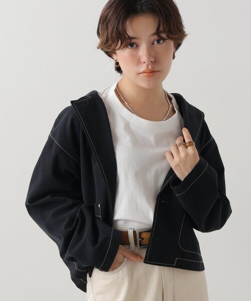 DOUBLE NAME（ダブルネーム）の「2つボタンショート丈ジャケット（ジャケット/アウター・レディース・クロ/カーキ/テラコッタ・FREE）」の18枚目の写真