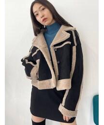 EMODA | ショートフェイクムートンブルゾン(ムートンコート)