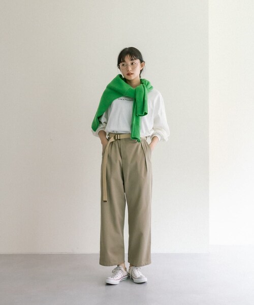 PUAL CE CIN(ピュアルセシン)の「ベルトチノパンツ(その他パンツ・レディース・ベージュ/カーキ/ブラック・FREE)」の2枚目の写真