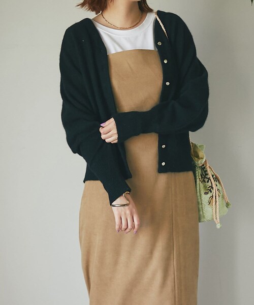 un dix cors（アンディコール）の「《予約》【優しい肌触りの2WAYニット】ラクーン混2WAYカーディガン（ニット/セーター・レディース・グレージュ/ピンク/ブラック・F）」の2枚目の写真