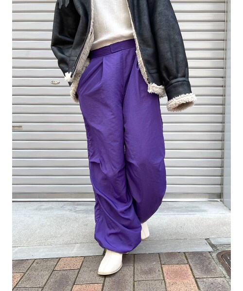 Ungrid(アングリッド)の「【WEB限定】ナイロンドロストパンツ(パンツ・オレンジ/ピンク/チャコールグレー/グリーン/パープル・F)」の14枚目の写真