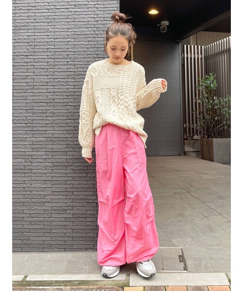 Ungrid(アングリッド)の「【WEB限定】ナイロンドロストパンツ(パンツ・オレンジ/ピンク/チャコールグレー/グリーン/パープル・F)」の7枚目の写真