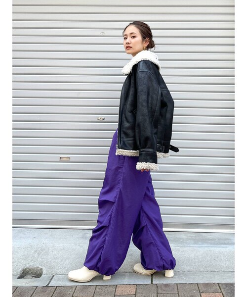 Ungrid(アングリッド)の「【WEB限定】ナイロンドロストパンツ(パンツ・オレンジ/ピンク/チャコールグレー/グリーン/パープル・F)」の16枚目の写真