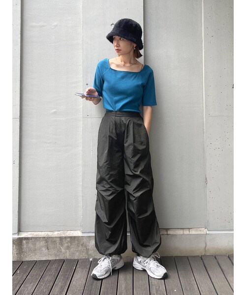 Ungrid(アングリッド)の「【WEB限定】ナイロンドロストパンツ(パンツ・オレンジ/ピンク/チャコールグレー/グリーン/パープル・F)」の18枚目の写真