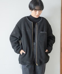 LEPSIM | ノーカラーボアジャケット(ジャケット/アウター)