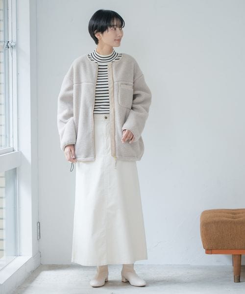 LEPSIM(レプシィム)の「ノーカラーボアジャケット(ジャケット/アウター・レディース・ブラック09/グレージュ13/カーキ78・M/L)」の8枚目の写真