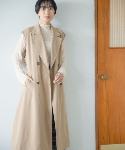 LEPSIM(レプシィム)の「トレンチベスト(ジャケット/アウター・レディース・ベージュ52/カーキ74・FREE SIZE)」の1枚目の写真