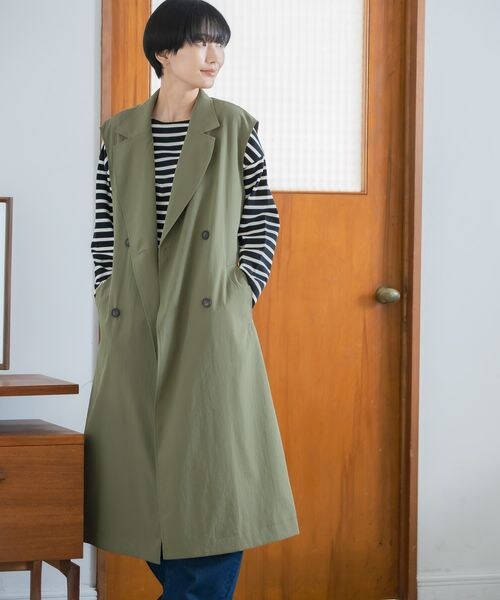 LEPSIM(レプシィム)の「トレンチベスト(ジャケット/アウター・レディース・ベージュ52/カーキ74・FREE SIZE)」の2枚目の写真