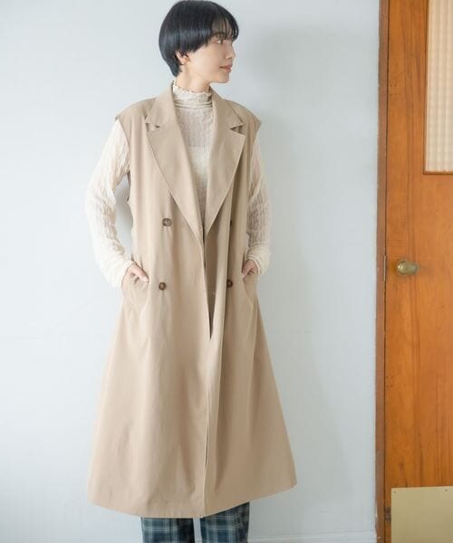 LEPSIM(レプシィム)の「トレンチベスト(ジャケット/アウター・レディース・ベージュ52/カーキ74・FREE SIZE)」の3枚目の写真