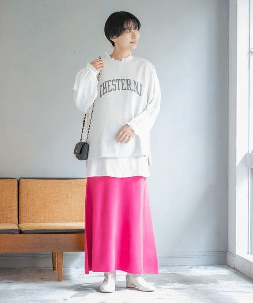 LEPSIM（レプシィム）の「12ゲージ満たされフレアニットスカート（スカート・レディース・オフホワイト05/ブラック09/ピンク21/【WEB限定】フューシャピンク29/グリーン72・FREE SIZE）」の9枚目の写真