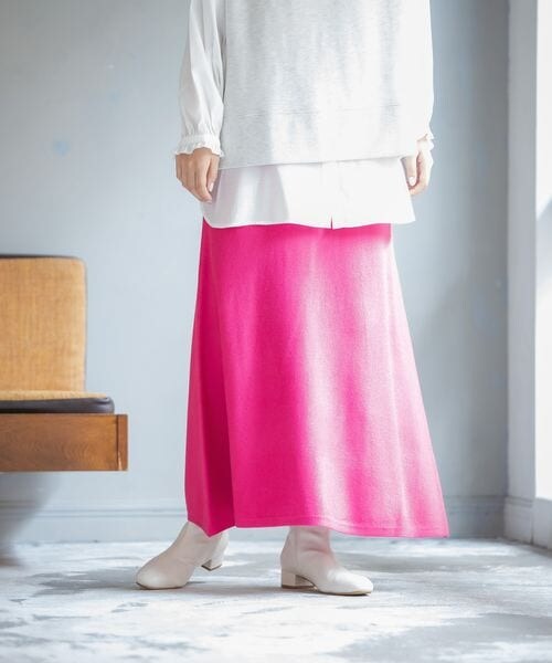 LEPSIM（レプシィム）の「12ゲージ満たされフレアニットスカート（スカート・レディース・オフホワイト05/ブラック09/ピンク21/【WEB限定】フューシャピンク29/グリーン72・FREE SIZE）」の8枚目の写真