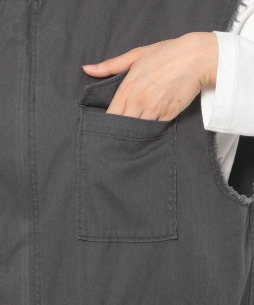 LEPSIM（レプシィム）の「ノーカラーミリタリーベスト（ジャケット/アウター・レディース・ブラック09/カーキ78・FREE SIZE）」の11枚目の写真