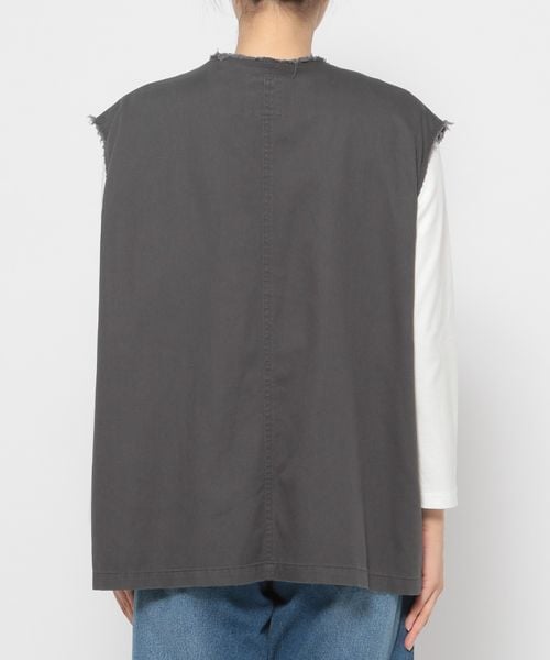 LEPSIM（レプシィム）の「ノーカラーミリタリーベスト（ジャケット/アウター・レディース・ブラック09/カーキ78・FREE SIZE）」の8枚目の写真