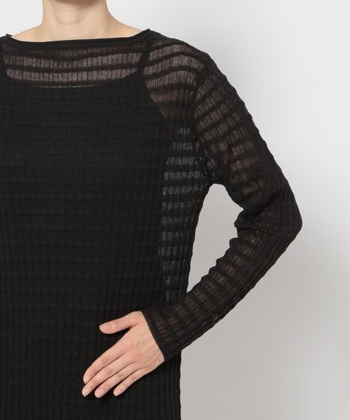 LOWRYS FARM（ローリーズファーム）の「ジャガードシアーニットワンピース（ワンピース/ドレス・レディース・アイボリー08/ブラック09/グリーン78・F）」の14枚目の写真