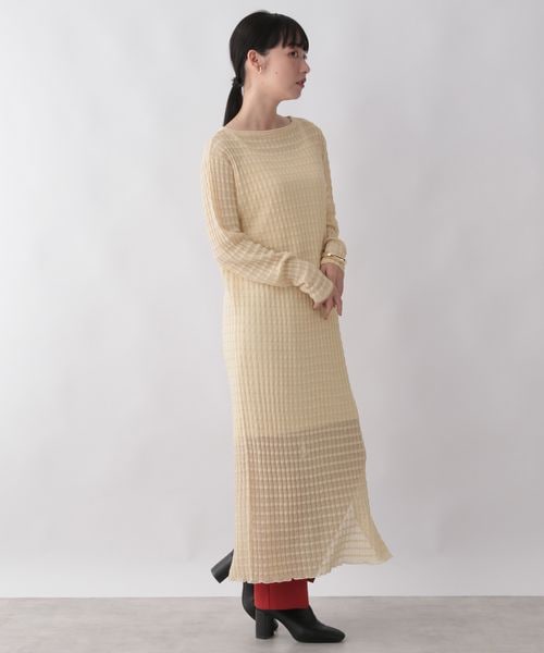 LOWRYS FARM（ローリーズファーム）の「ジャガードシアーニットワンピース（ワンピース/ドレス・レディース・アイボリー08/ブラック09/グリーン78・F）」の5枚目の写真