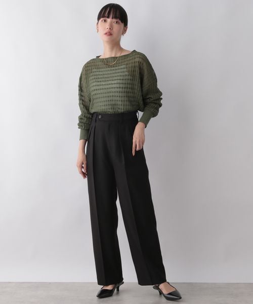 LOWRYS FARM（ローリーズファーム）の「スタイルＵＰワイドパンツ（パンツ・レディース・アイボリー08/ブラック09/ブラウン58/イエロー65・S/M/L）」の7枚目の写真