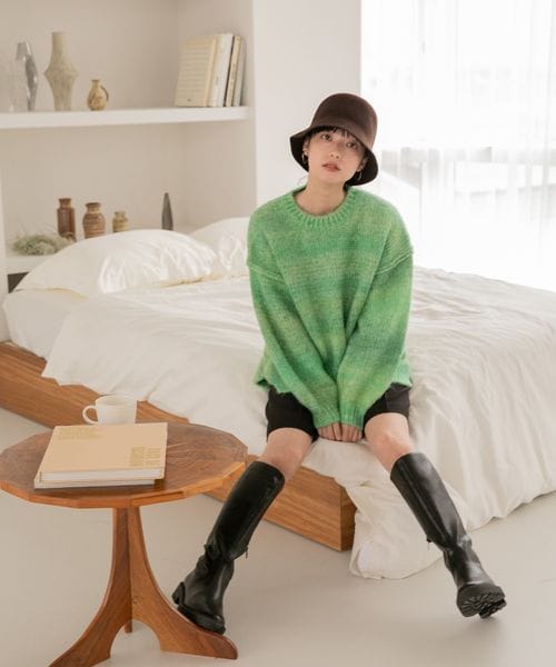 LOWRYS FARM（ローリーズファーム）の「メランジピンタックショートパンツ（パンツ・レディース・アイボリー08/ブラック09/ブラウン58・F）」の10枚目の写真