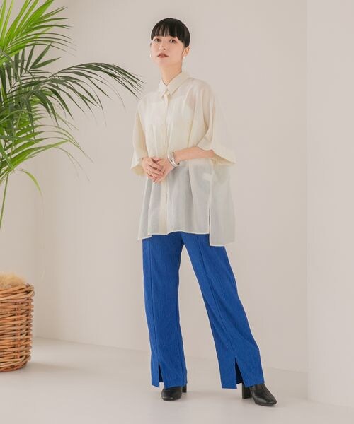 LOWRYS FARM（ローリーズファーム）の「ヨウリュウＦスリットパンツ（パンツ・レディース・アイボリー08/ブラック09/ブラウン58/ブルー85・通常丈/ショート丈）」の14枚目の写真