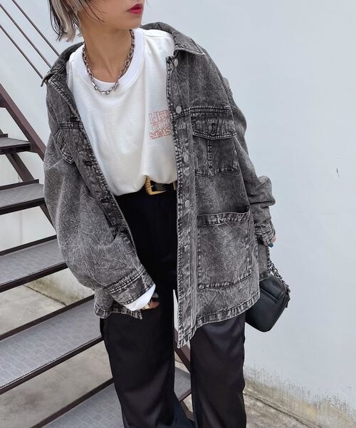 PAGEBOY（ページボーイ）の「レトロシャツGジャン（ジャケット/アウター・レディース・カミナリブラック08/カミナリブルー85/インディゴ87・F）」の4枚目の写真