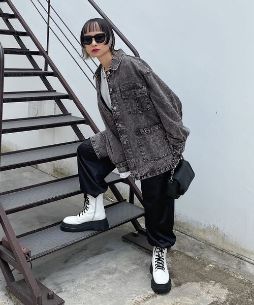 PAGEBOY（ページボーイ）の「レトロシャツGジャン（ジャケット/アウター・レディース・カミナリブラック08/カミナリブルー85/インディゴ87・F）」の8枚目の写真
