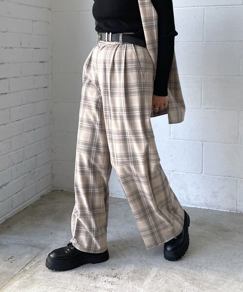 PAGEBOY（ページボーイ）の「TRチェックワイドパンツ（パンツ・レディース・グレー系10/ブラウン系50・F）」の5枚目の写真