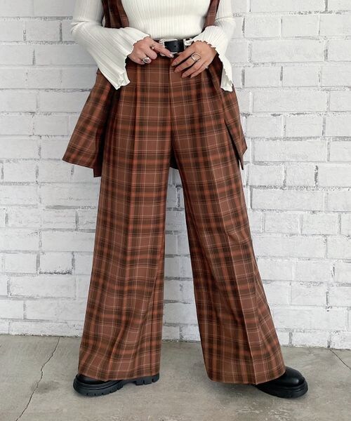 PAGEBOY（ページボーイ）の「TRチェックワイドパンツ（パンツ・レディース・グレー系10/ブラウン系50・F）」の9枚目の写真