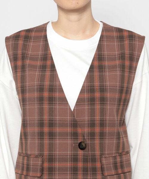 PAGEBOY（ページボーイ）の「TRチェックジレ（ジャケット/アウター・レディース・グレー系10/ブラウン系50・F）」の16枚目の写真