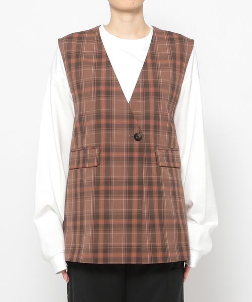 PAGEBOY（ページボーイ）の「TRチェックジレ（ジャケット/アウター・レディース・グレー系10/ブラウン系50・F）」の13枚目の写真