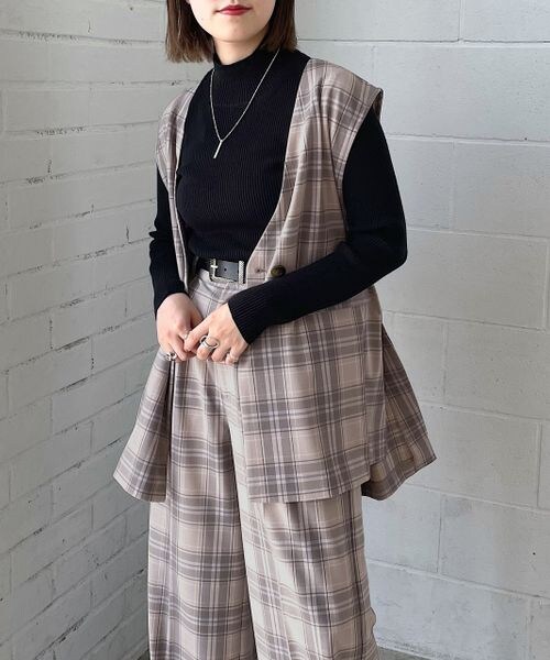 PAGEBOY（ページボーイ）の「TRチェックジレ（ジャケット/アウター・レディース・グレー系10/ブラウン系50・F）」の5枚目の写真