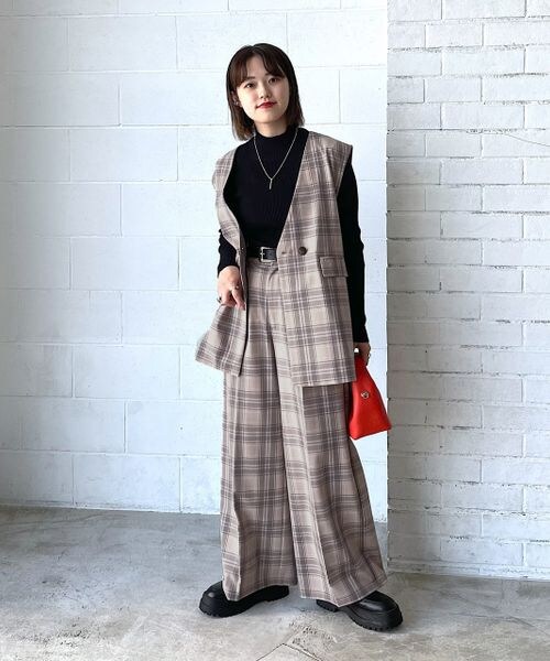 PAGEBOY（ページボーイ）の「TRチェックジレ（ジャケット/アウター・レディース・グレー系10/ブラウン系50・F）」の7枚目の写真